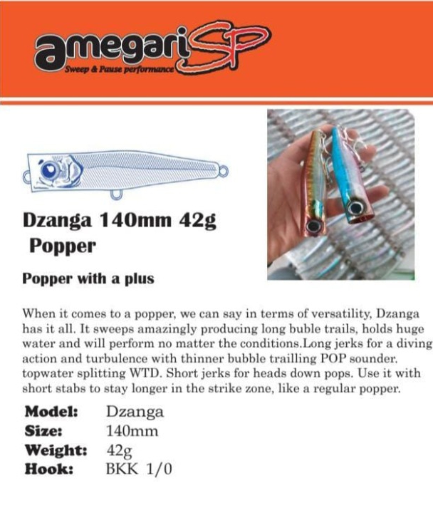 AMEGARI🔥🔥🔥 🔥DZANGA 140mm 42g POPPER 