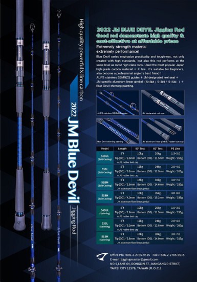 2022 JM Blue Devil Jigging Rod JM 54BUL 