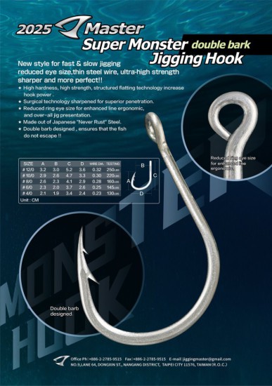 2025 JM Super Monster double bark Jigging Hook